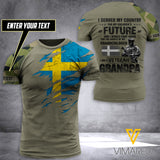 Customized Swedish Veteran 3D Printed TShirt YYQQ