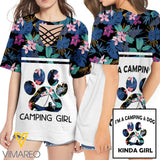KHMD CAMPING GIRL 3D Printed Lace up T-Shirt 2806