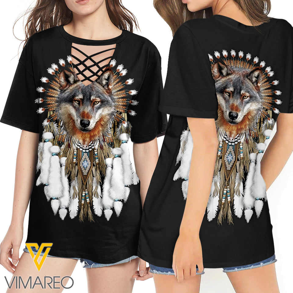 KHMD NATIVE 3D Printed Lace up T-Shirt 2206