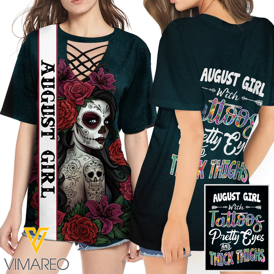 KHMD AUGUST GIRL 3D Printed Lace up T-Shirt 2306