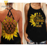 KHMD SUNFLOWER GRANDMAS + MIMI Criss-Cross Open Back Camisole Tank Top