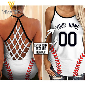 KHMD CUSTOM BASEBALL Girl Criss-Cross Tank Top 0604
