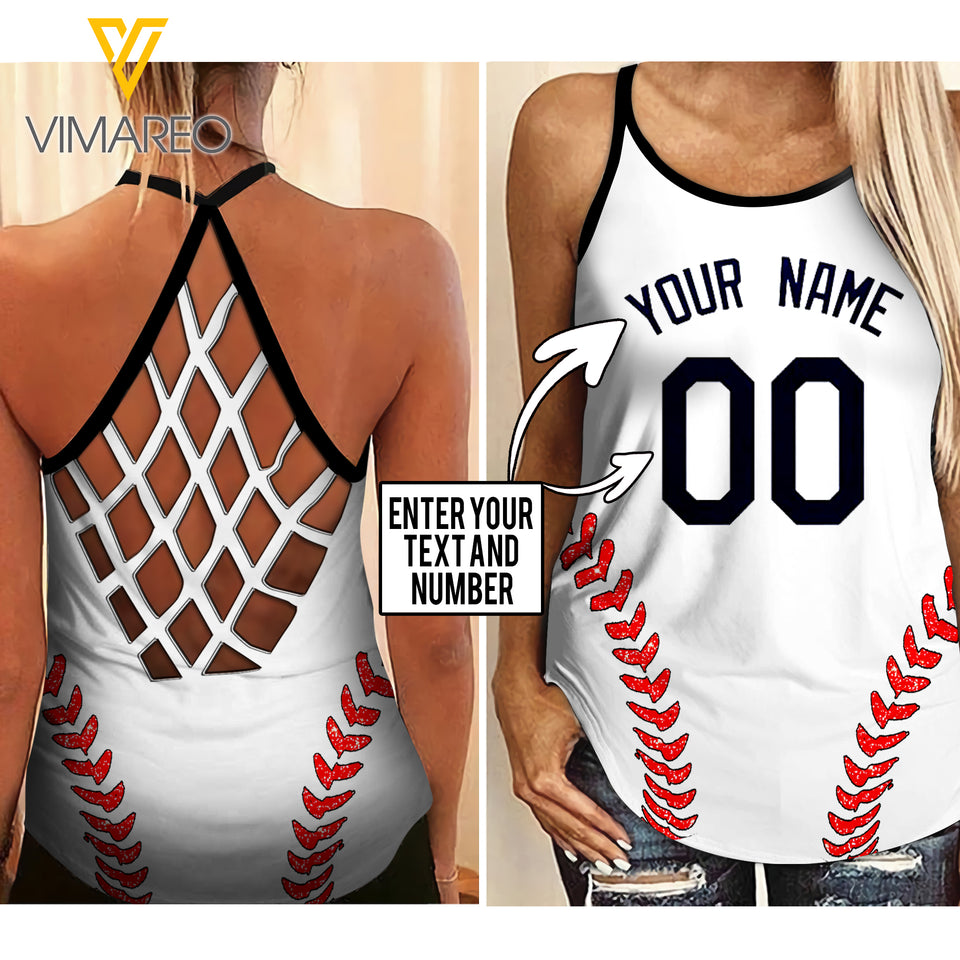 KHMD CUSTOM BASEBALL Girl Criss-Cross Tank Top 0604
