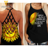 SOFTBALL Criss-Cross Open Back Camisole Tank Top GAME