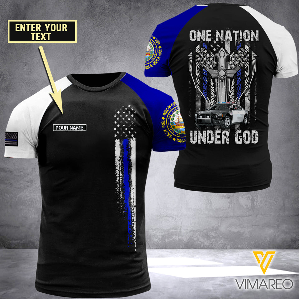 New Hampshire BLUE LINE CUSTOMIZE T SHIRT 3D PRINTED TMT
