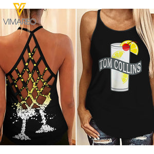 Tom Collins Criss-Cross Open Back Camisole Tank Top