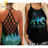 Nature lover Bear Criss-Cross Open Back Camisole Tank Top
