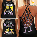 Drunk Bestie 3 Tiedye Criss-Cross Open Back Camisole Tank Top
