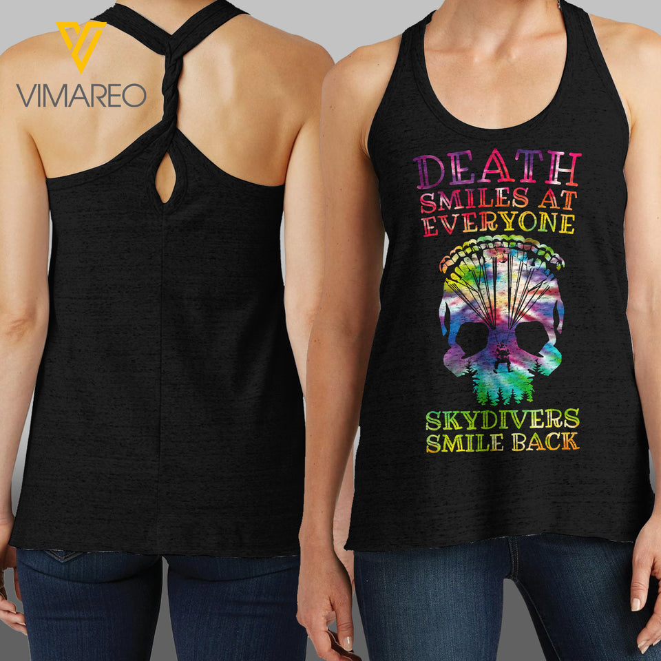 Skydiving Lover Ladies Cosmic Twisted Back Tank