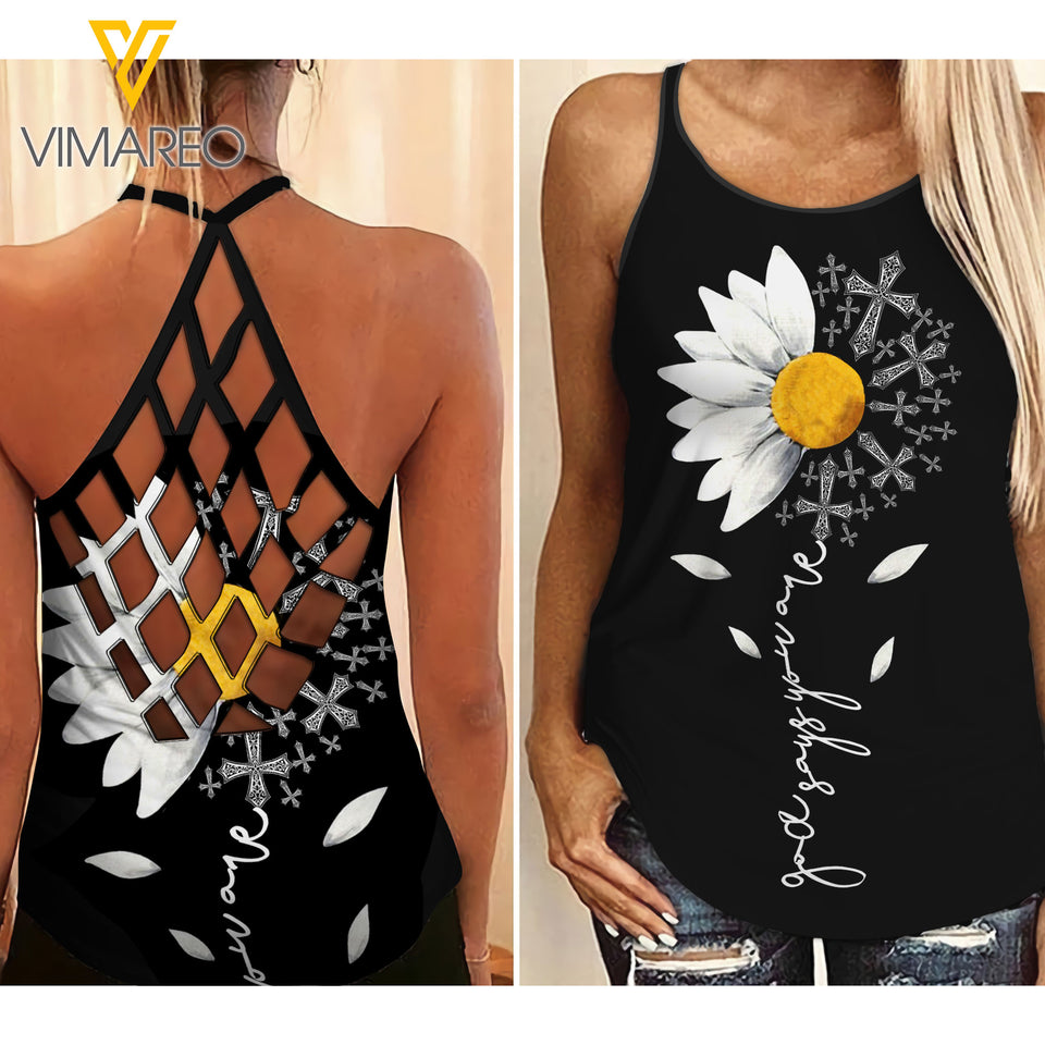 GOD SAYS YOU ARE CRISS-CROSS OPEN BACK CAMISOLE TANK TOP