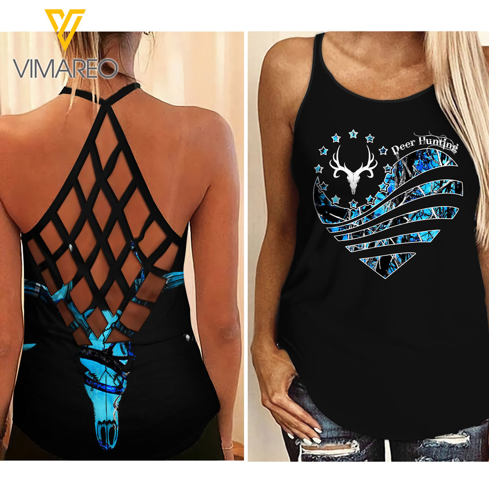 DEER HUNTING CAMO CRISS-CROSS TANK TOP LEGGING
