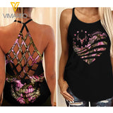 Country Girl Camo Criss-Cross Open Back Camisole Tank Top Legging