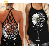 PHOTOGRAPHER SUNFLOWER Criss-Cross Open Back Camisole Tank Top