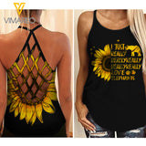 ELEPHANTS SUNFLOWER CRISS-CROSS TANK TOP LEGGING