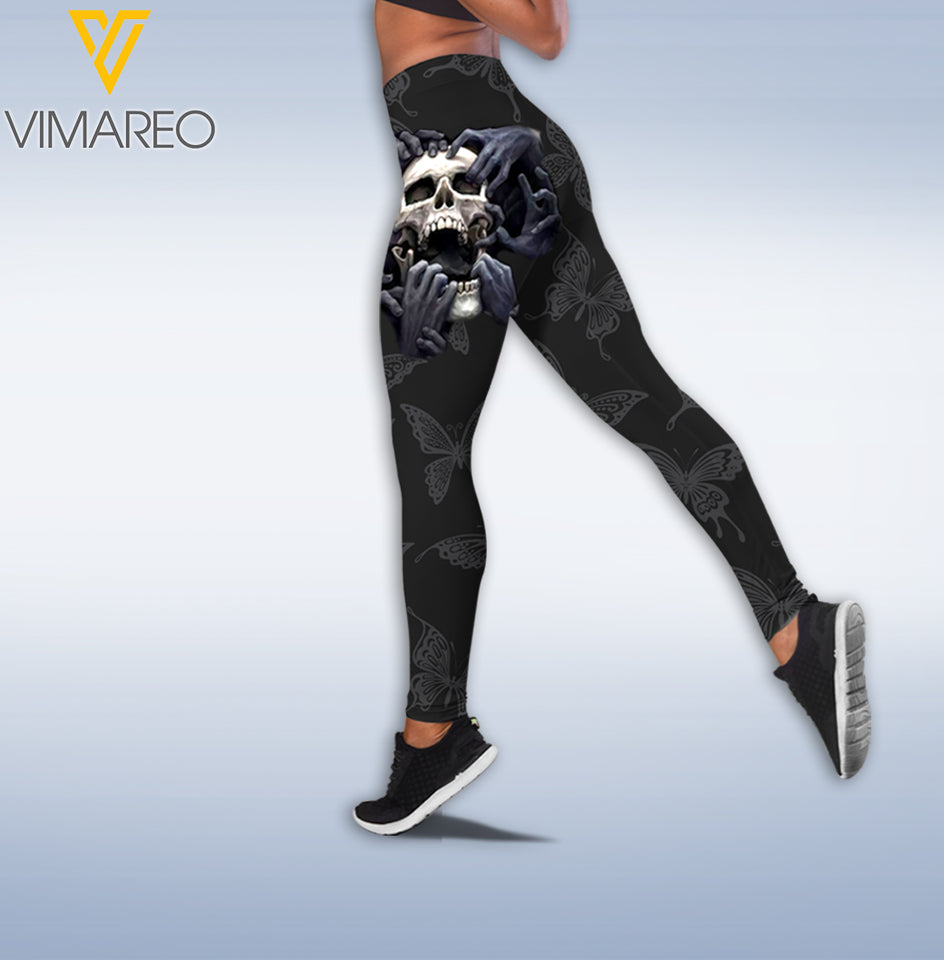 SKULL GIRL CRISS-CROSS TANK TOP/LEGGING