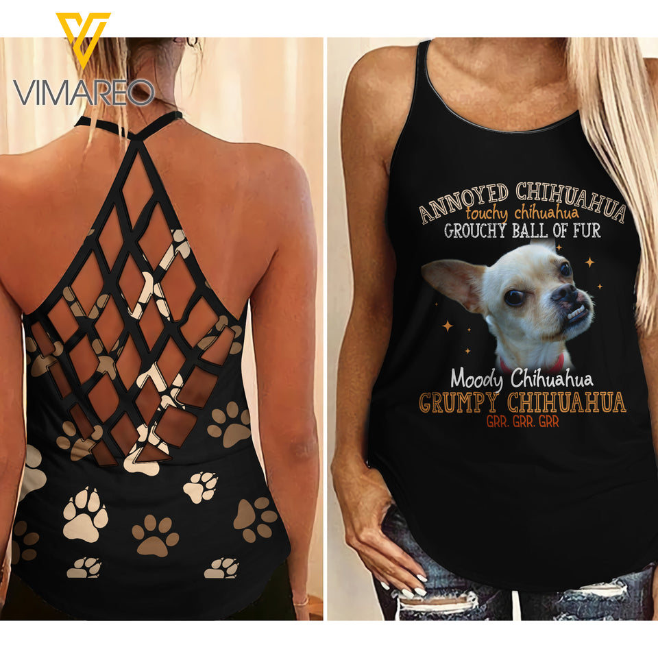 CHIHUAHUA DOG CRISS-CROSS TANK TOP