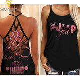 SKULL GIRL CRISS-CROSS TANK TOP