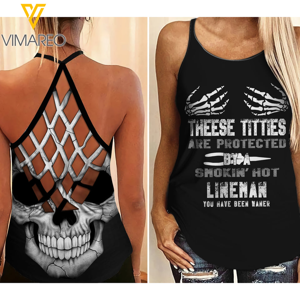LINEMAN GIRL CRISS-CROSS TANK TOP