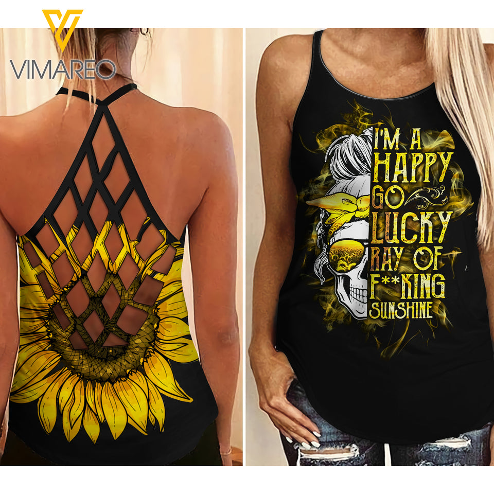 SUNFLOWER GIRL CRISS-CROSS TANK TOP