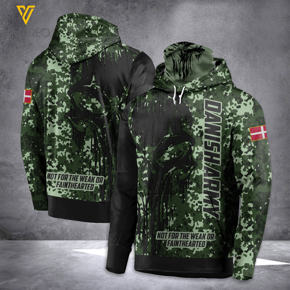 DENMARK ARMY MASK HOODIE 3D PRINTED