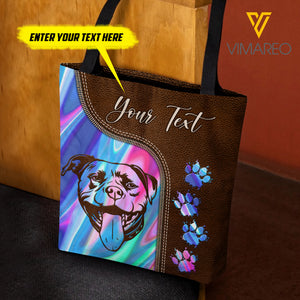 PERSONALIZED PIT BULL DOG TOTE BAG
