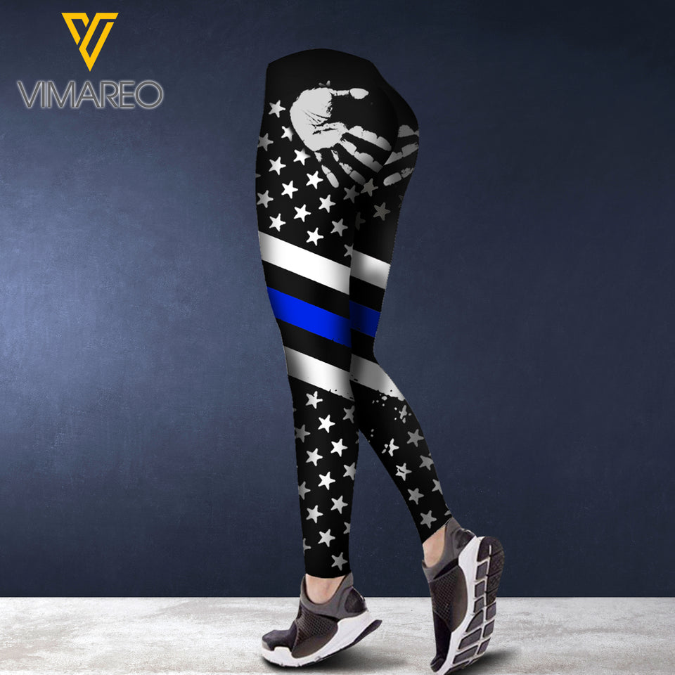BACK THE BLUE CRISS-CROSS TANK TOP/LEGGING