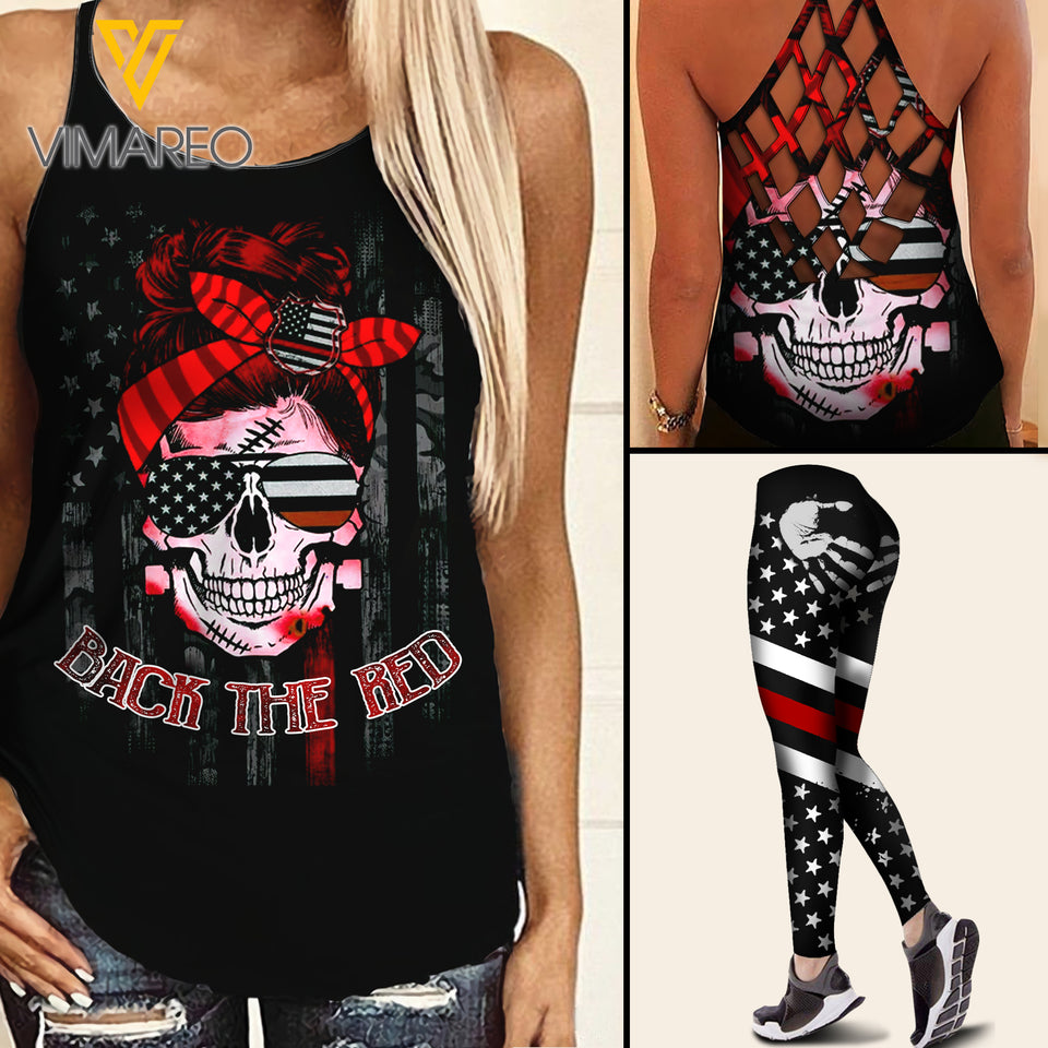 BACK THE RED CRISS-CROSS TANK TOP/LEGGING