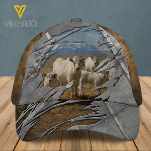 CHAROLAIS CATTLE PEAKED CAP 3D