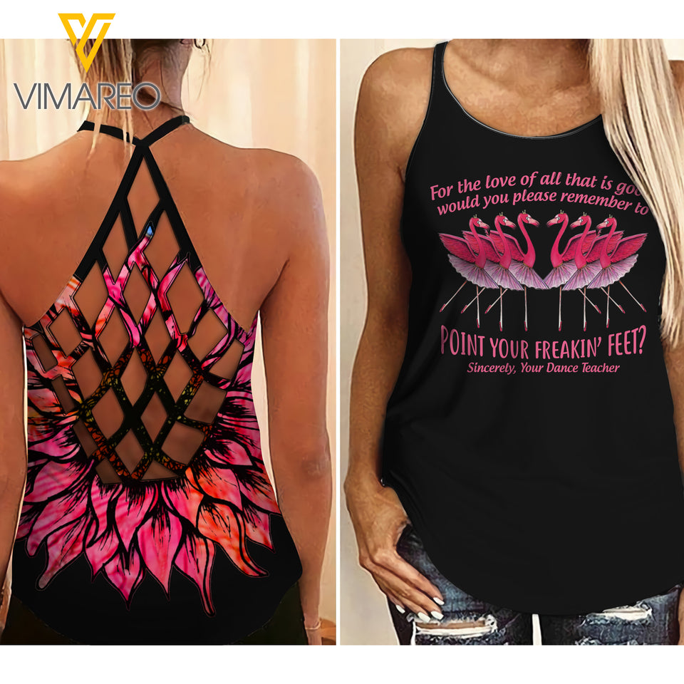 BALLET CRISS-CROSS OPEN BACK CAMISOLE TANK TOP