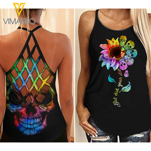 SKULL GIRL CRISS-CROSS OPEN BACK CAMISOLE TANK TOP