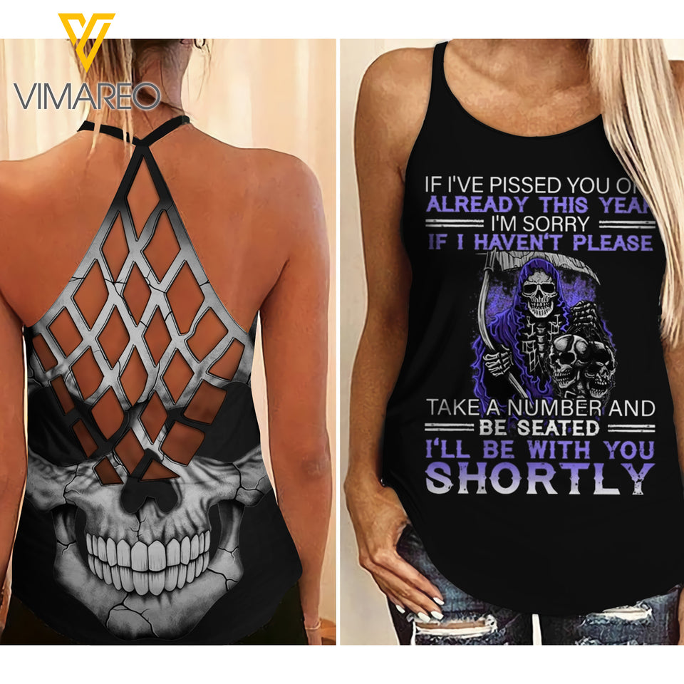 SKULL GIRL CRISS-CROSS OPEN BACK CAMISOLE TANK TOP