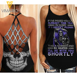 SKULL GIRL CRISS-CROSS OPEN BACK CAMISOLE TANK TOP