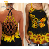 SUNFLOWER GIRL CRISS-CROSS TANK TOP/LEGGING