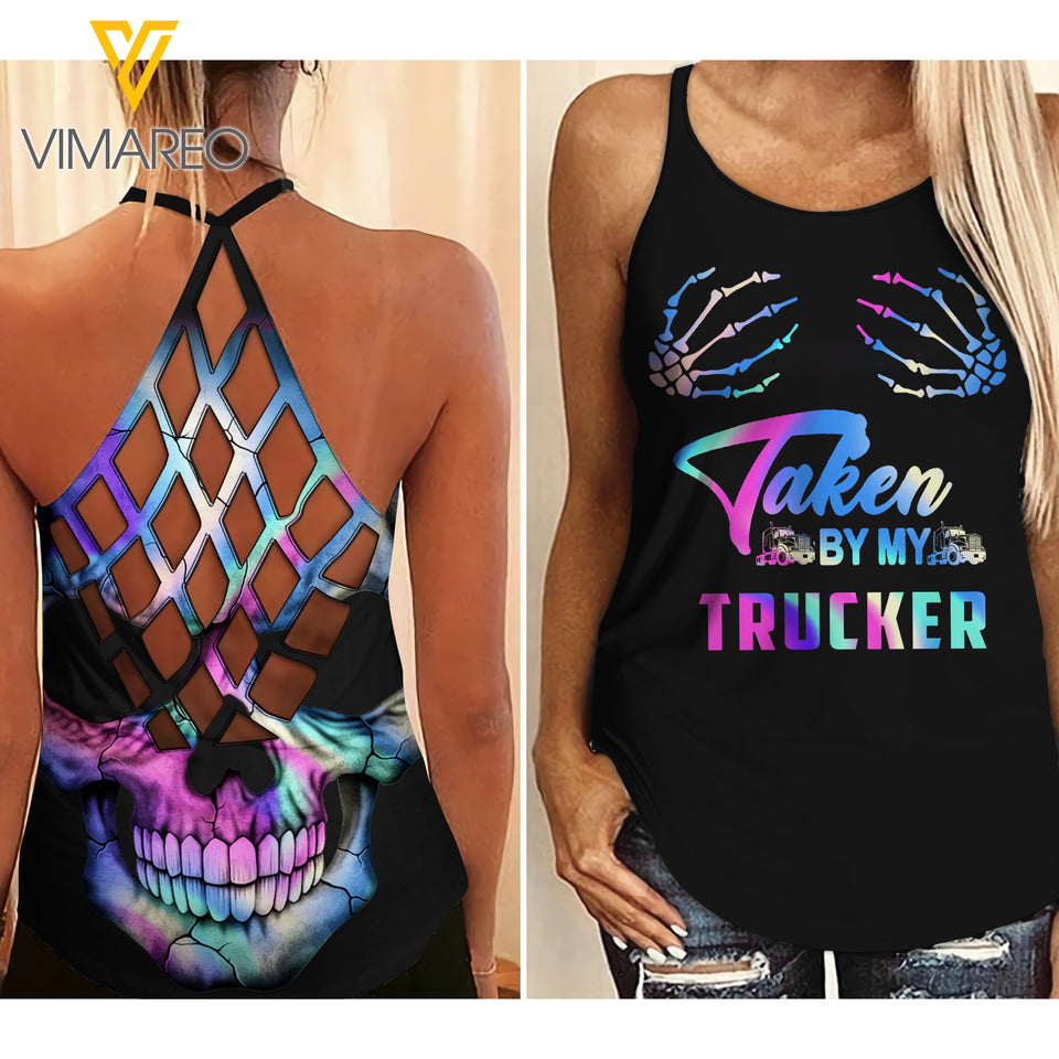 TAKEN BY MY TRUCKER CRISS-CROSS OPEN BACK CAMISOLE TANK TOP