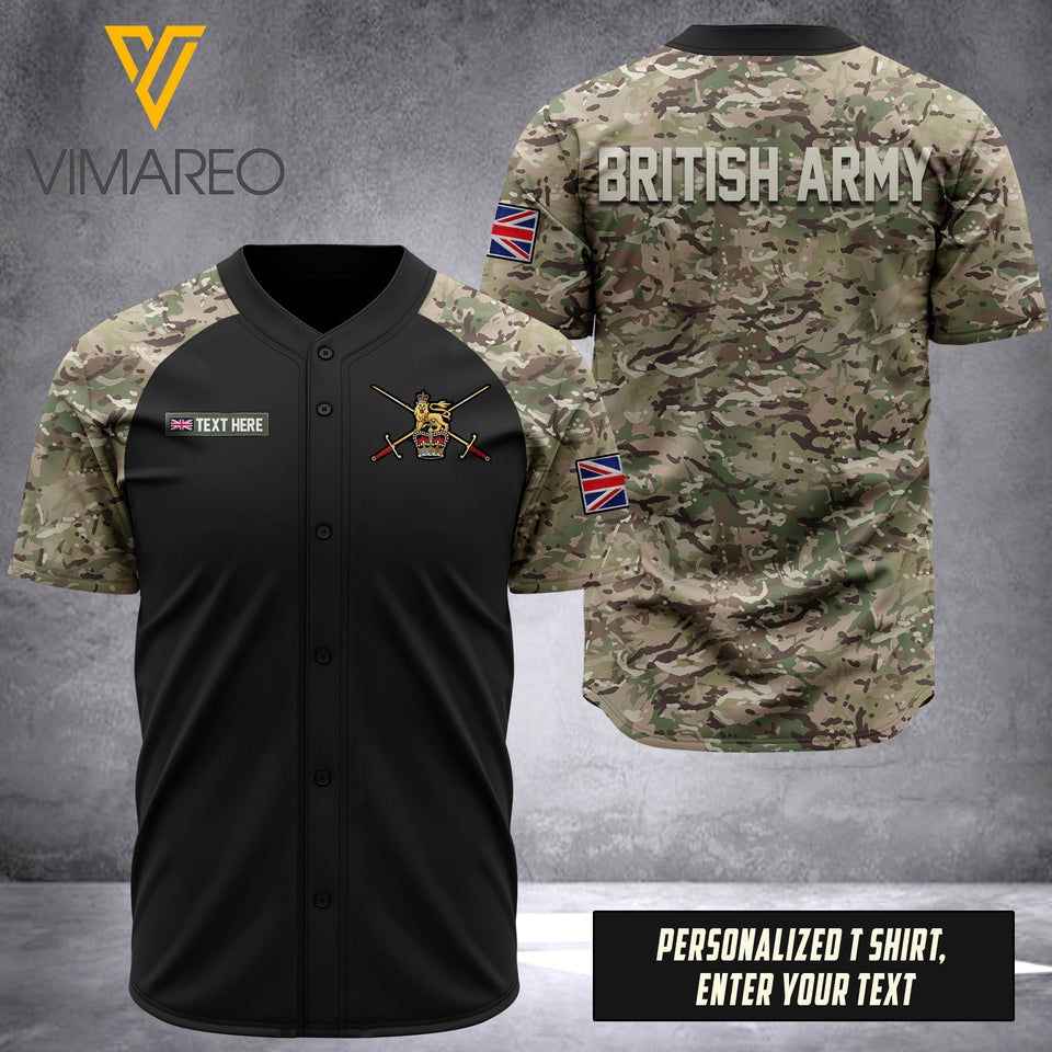 BRITISH ARMY CUSTOMIZE BASEBALL JERSEY 3D PRINTED