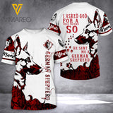 GERMAN SHEPHERD DOG CUSTOMIZE T-SHIRT 3D PRINTED LC