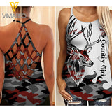Country girl camo Criss-Cross Open Back Camisole Tank Top ZT2703