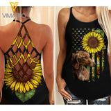 DACHSHUND DOG CRISS-CROSS OPEN BACK CAMISOLE TANK TOP