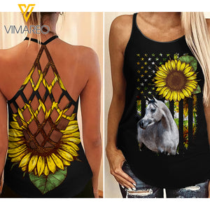 ARABIAN HORSE CRISS-CROSS OPEN BACK CAMISOLE TANK TOP
