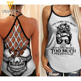 SKULL GIRL CRISS-CROSS OPEN BACK CAMISOLE TANK TOP