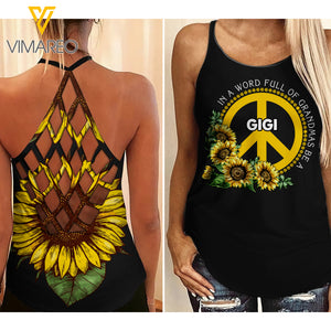 GIGI SUNFLOWER CRISS-CROSS OPEN BACK CAMISOLE TANK TOP
