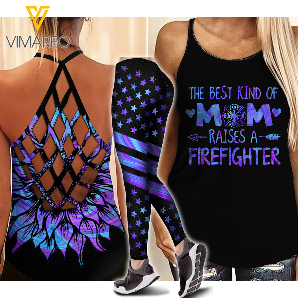FIREFIGHTER MOM CRISS-CROSS TANK TOP/LEGGING