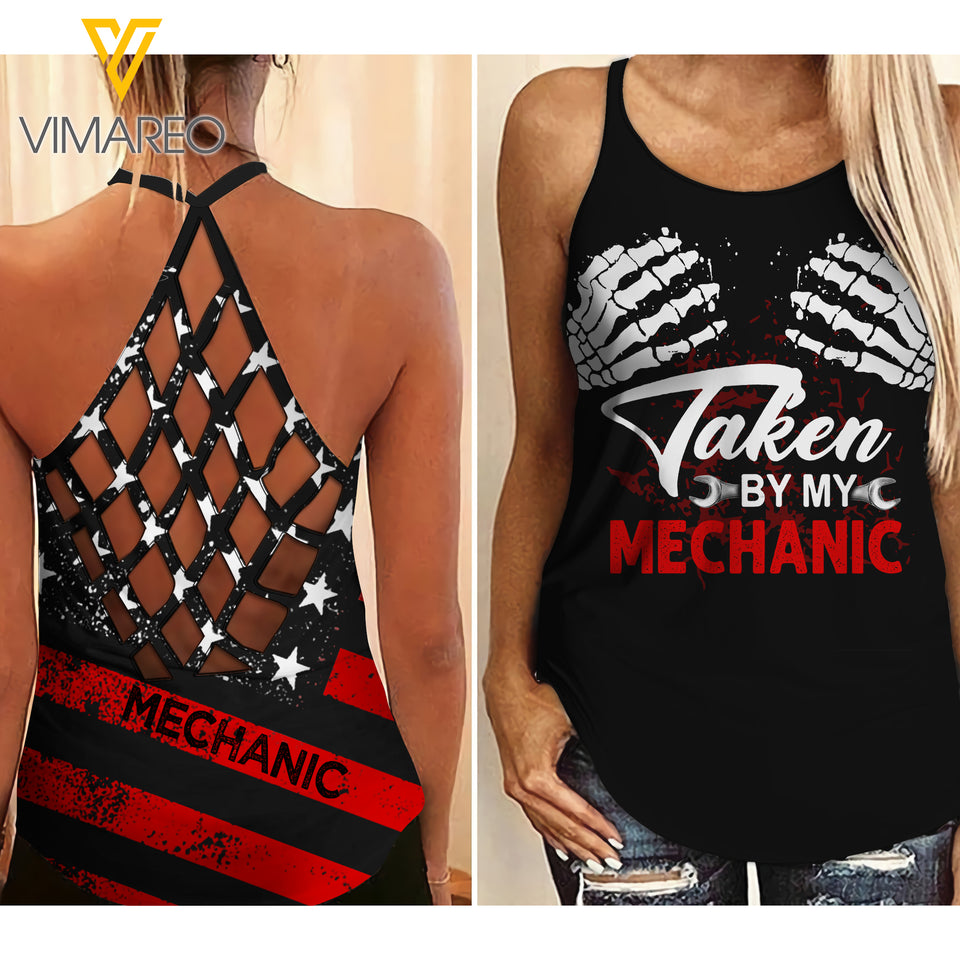 TAKEN MECHANIC CRISS-CROSS OPEN BACK CAMISOLE TANK TOP