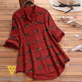 DACHSHUND DOG PRINT VINTAGE BLOUSE