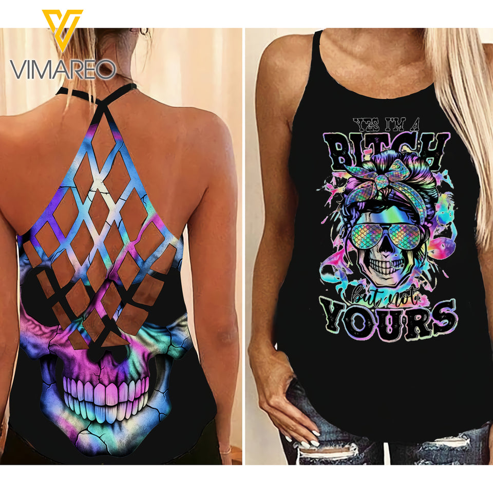SKULL GIRL CRISS-CROSS OPEN BACK CAMISOLE TANK TOP