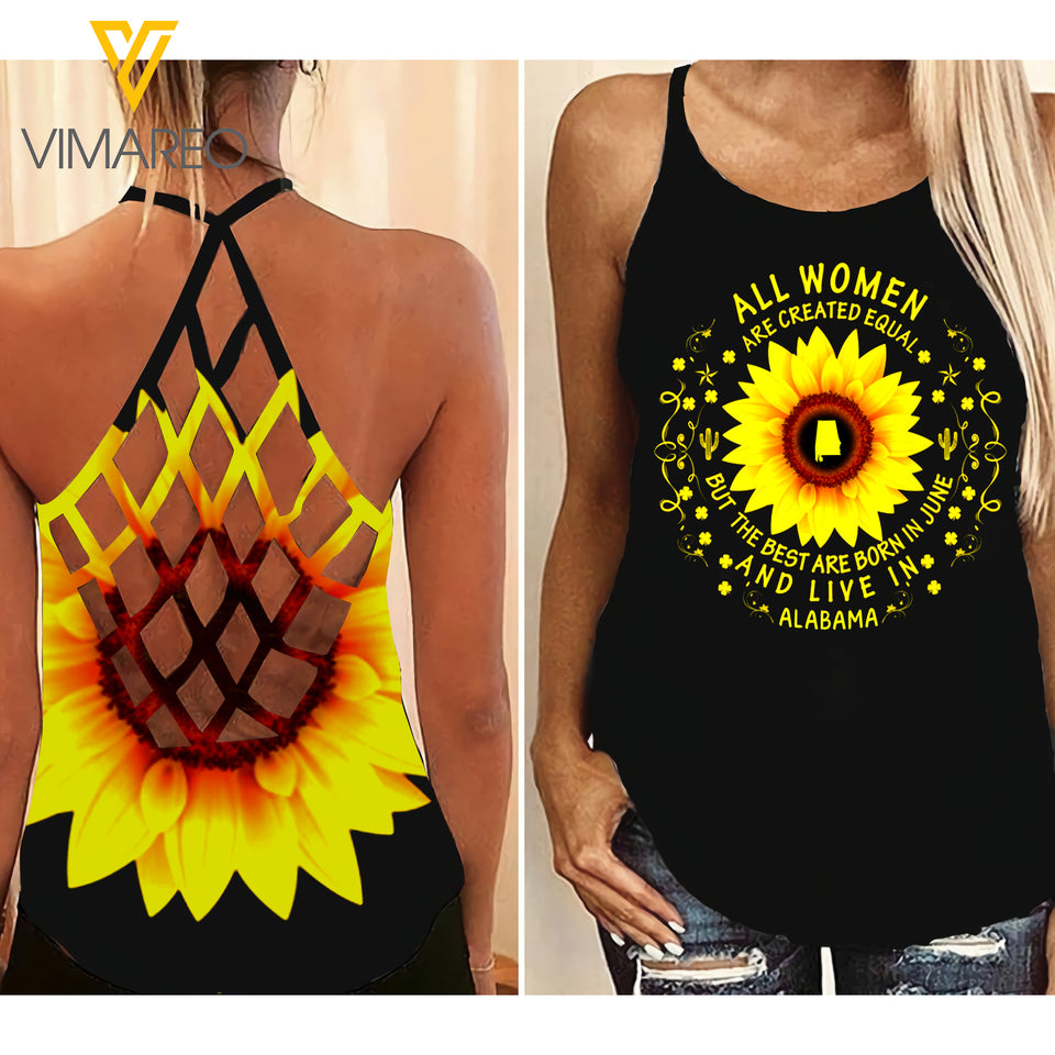 ALL WOMEN ARE CREATED EQUAL ALABAMA CRISS-CROSS OPEN BACK CAMISOLE TANK TOP