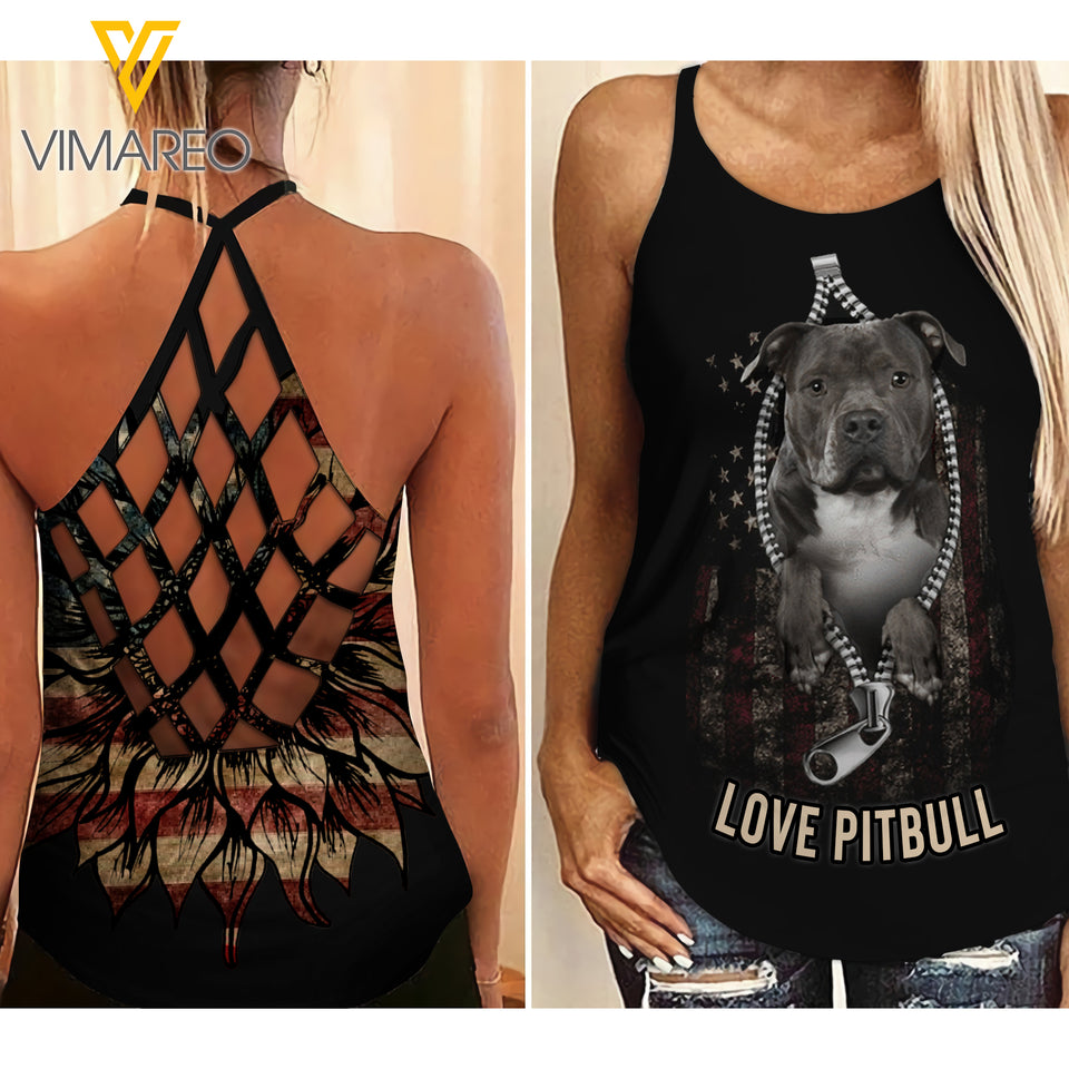 PITBULL DOG CRISS-CROSS TANK TOP/LEGGING