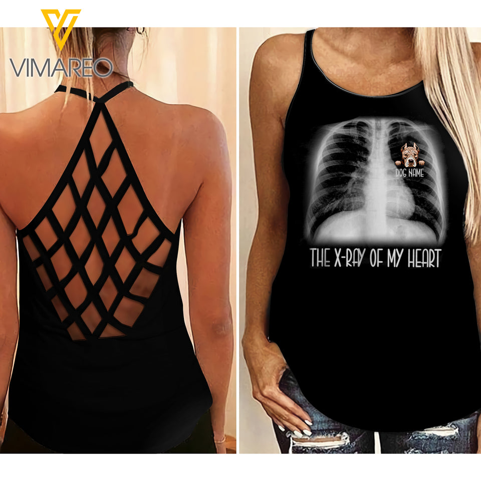 PERSONALIZED PITBULL DOG CRISS-CROSS OPEN BACK CAMISOLE TANK TOP