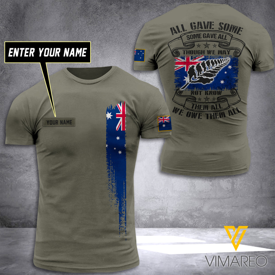 CUSTOMIZED AUSTRALIA ARMY 3D PRINTED TSHIRT YYTT