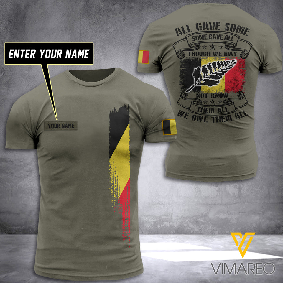 CUSTOMIZED BELGIUM ARMY 3D PRINTED TSHIRT YYTT